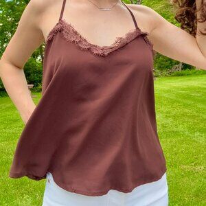 Brown Lace-Trimmed Camisole — Italian Designer Brand Cristinaeffe